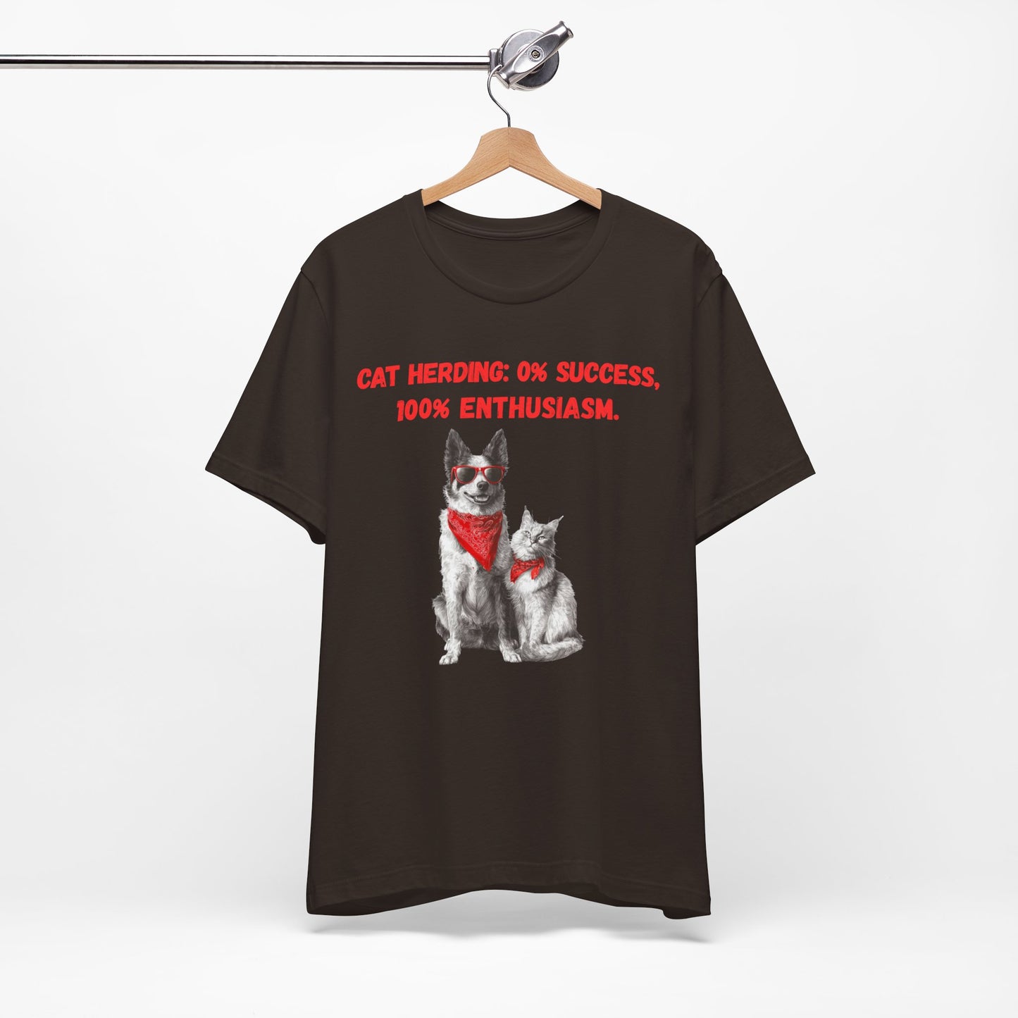 Dog & Cat “Cat Herding: 0% Success, 100% Enthusiasm” T-Shirt — Funny Pet Lover Tee