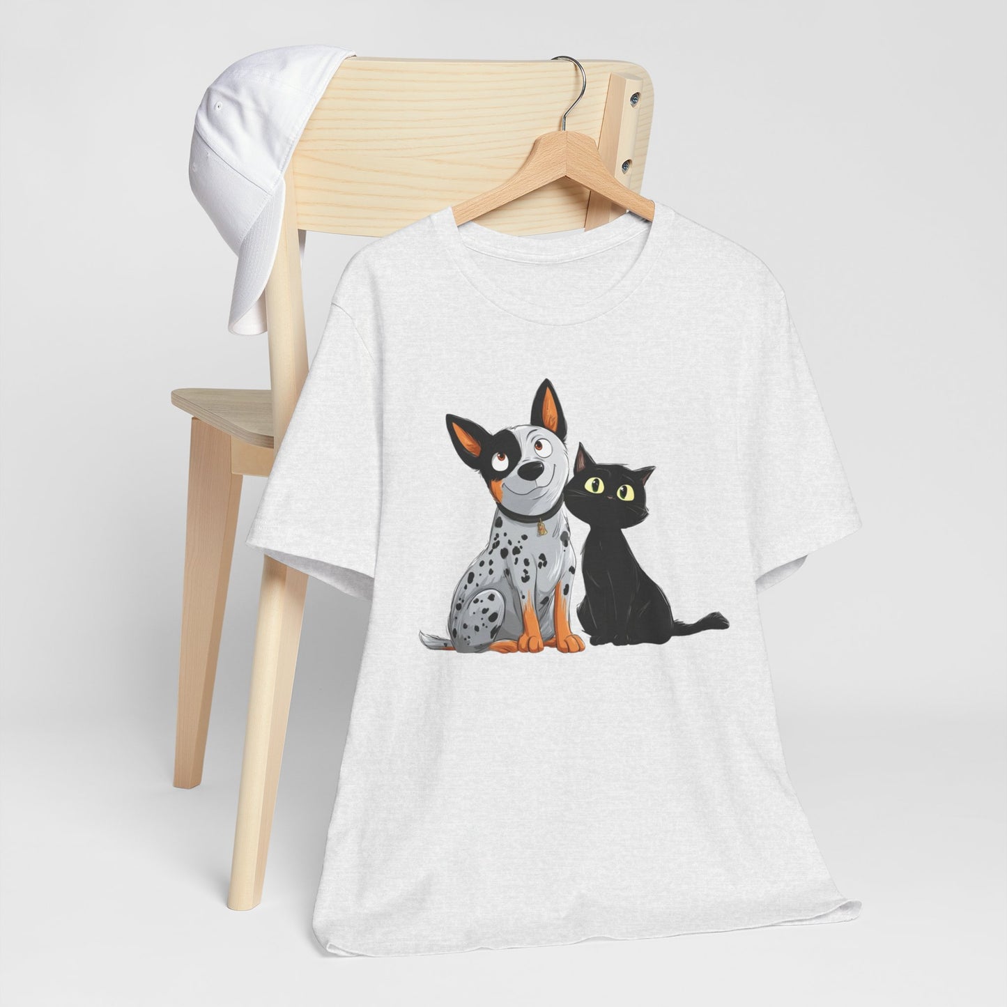 Dog and Cat Cute Illustration Playful Pet Lover Tee