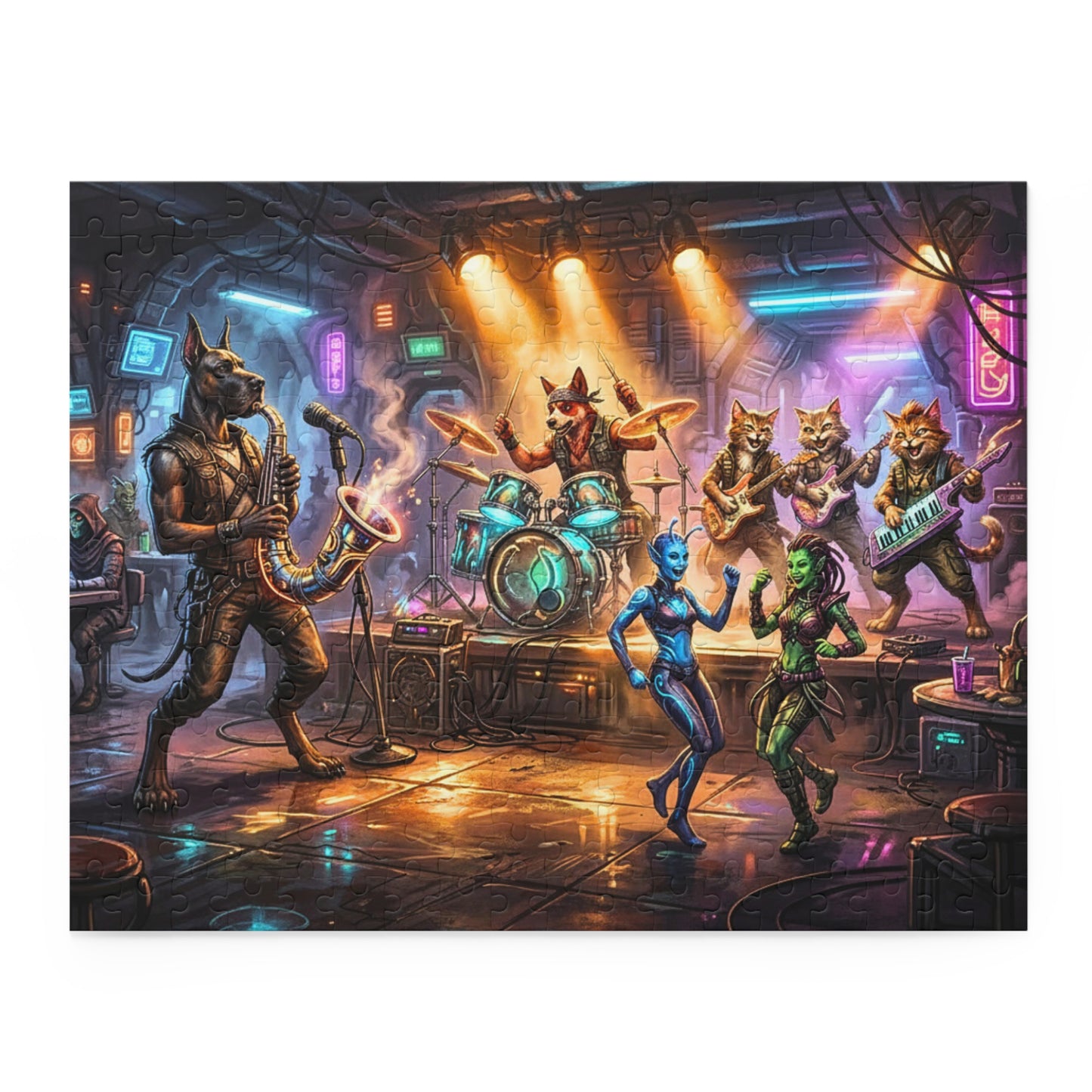 Cantina of Chaos Puzzle | Retro-Future Spaceport Tavern Jigsaw Puzzle