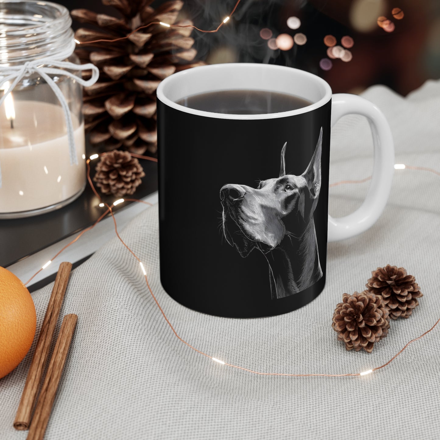 Great Dane Line Art Mug — Minimalist Dog Lover Coffee Cup, 11oz Ceramic Gift