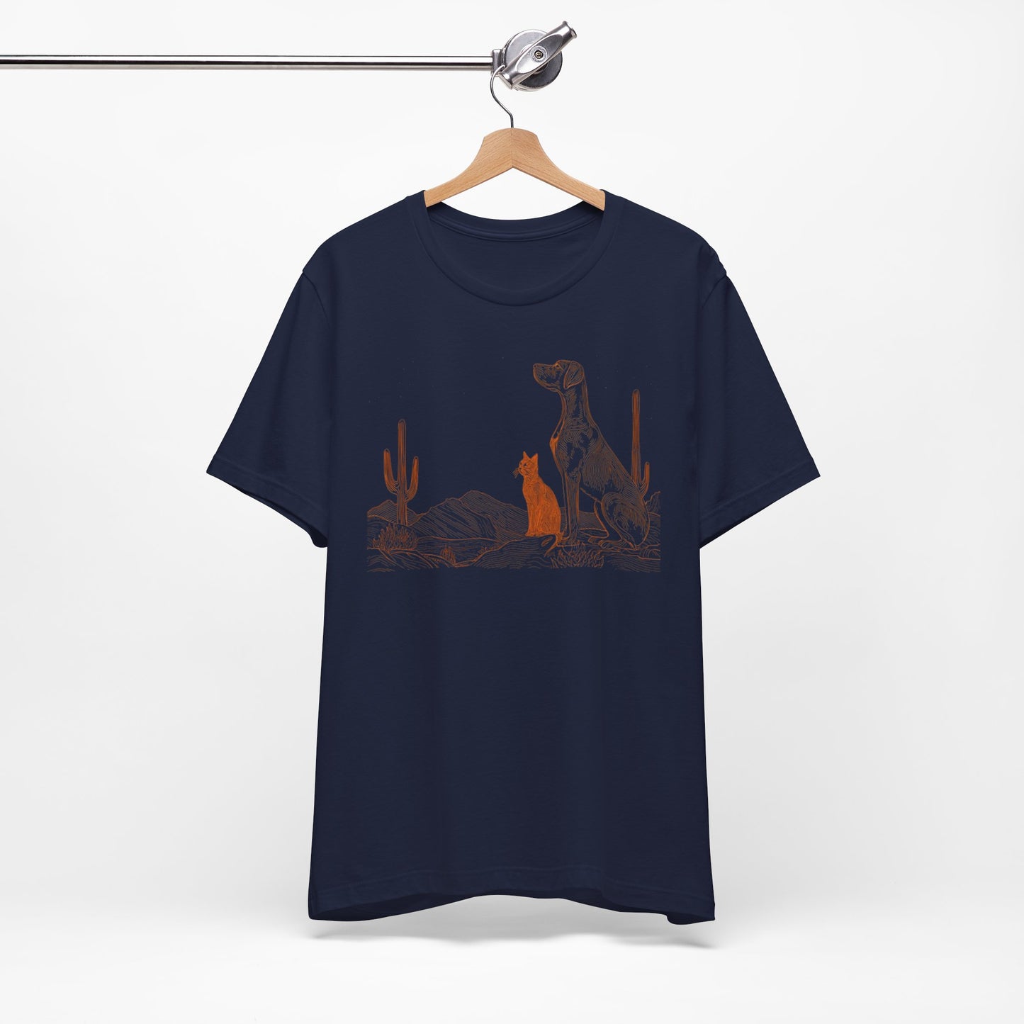 Desert Companions Tee - Dog & Orange Cat Sunset Graphic T‑Shirt