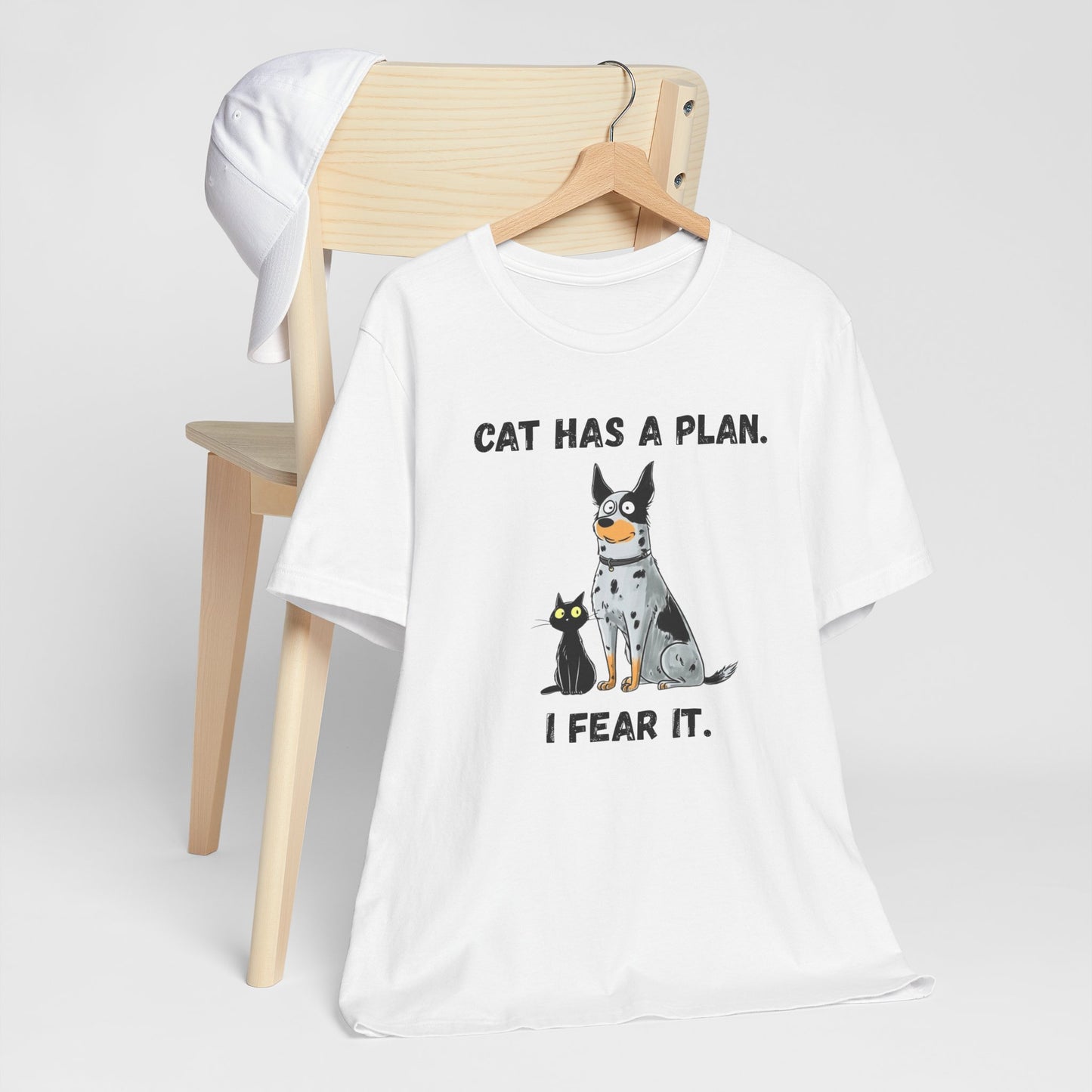 Cat Has a Plan T-Shirt — Funny Cat & Dog Graphic Tee