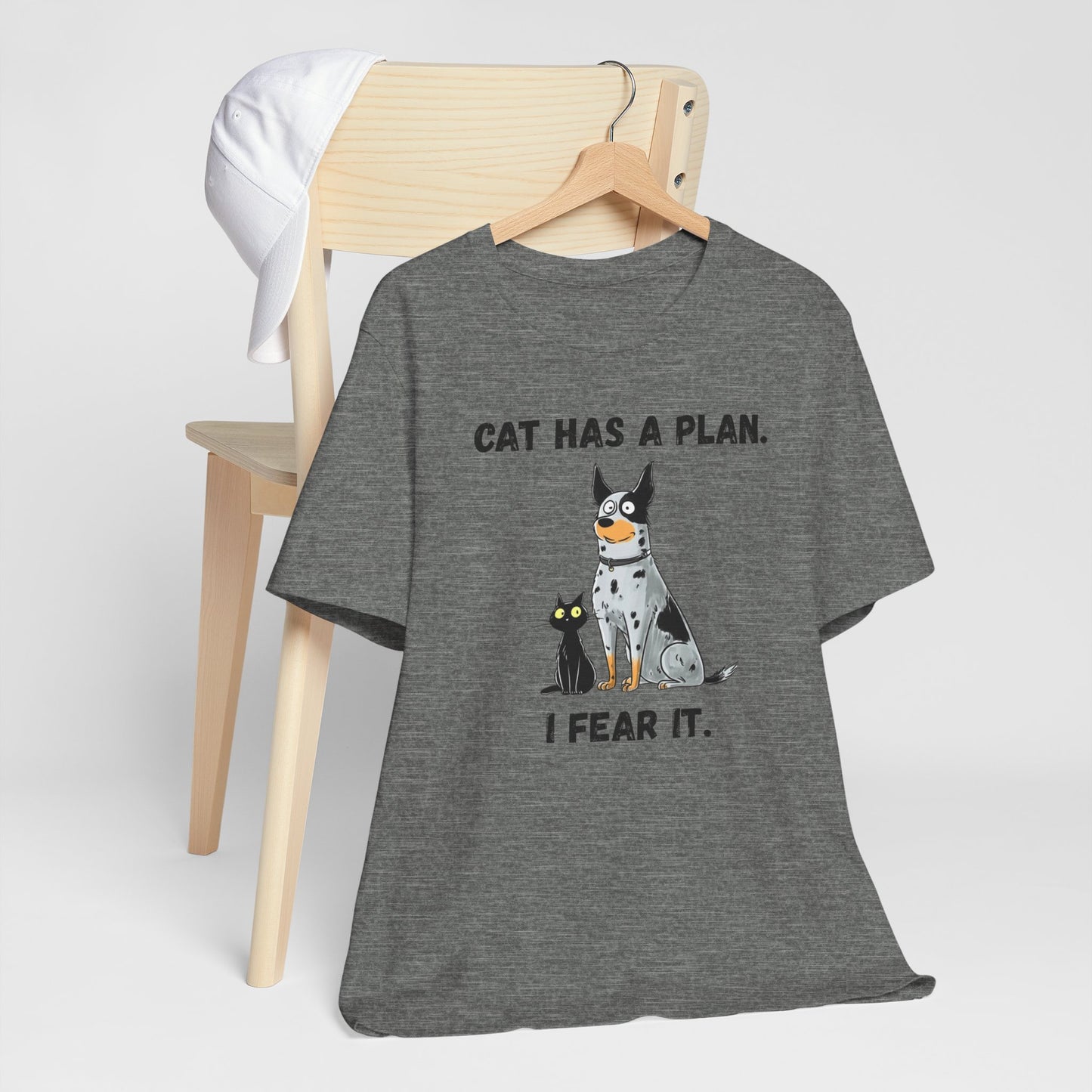 Cat Has a Plan T-Shirt — Funny Cat & Dog Graphic Tee