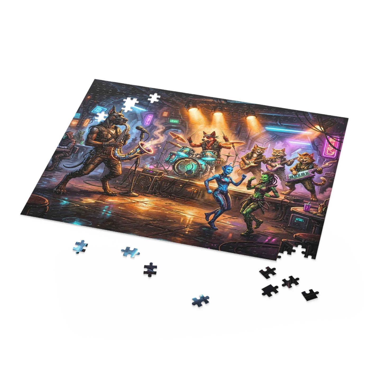 Cantina of Chaos Puzzle | Retro-Future Spaceport Tavern Jigsaw Puzzle