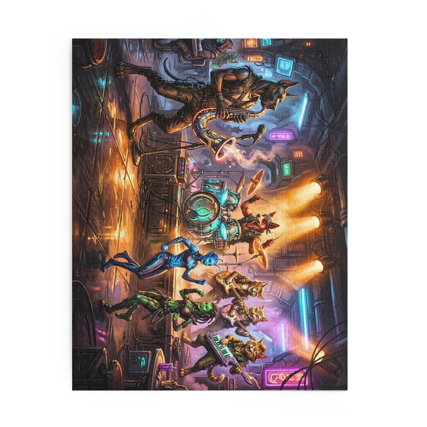 Cantina of Chaos Puzzle | Retro-Future Spaceport Tavern Jigsaw Puzzle