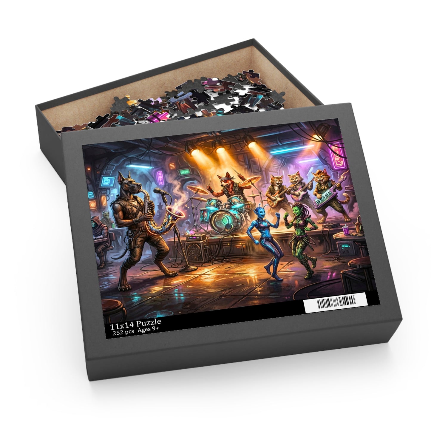 Cantina of Chaos Puzzle | Retro-Future Spaceport Tavern Jigsaw Puzzle