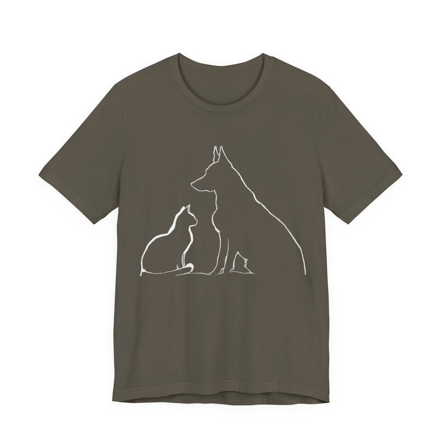 Australian Cattle Dog & Cat Silhouette T-Shirt — Minimalist Pet Lover Graphic Tee