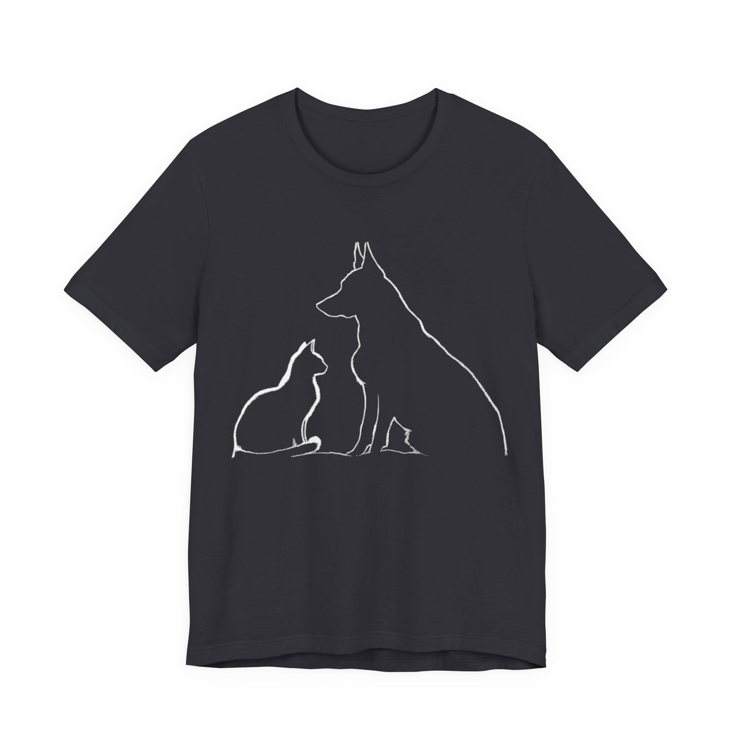 Australian Cattle Dog & Cat Silhouette T-Shirt — Minimalist Pet Lover Graphic Tee