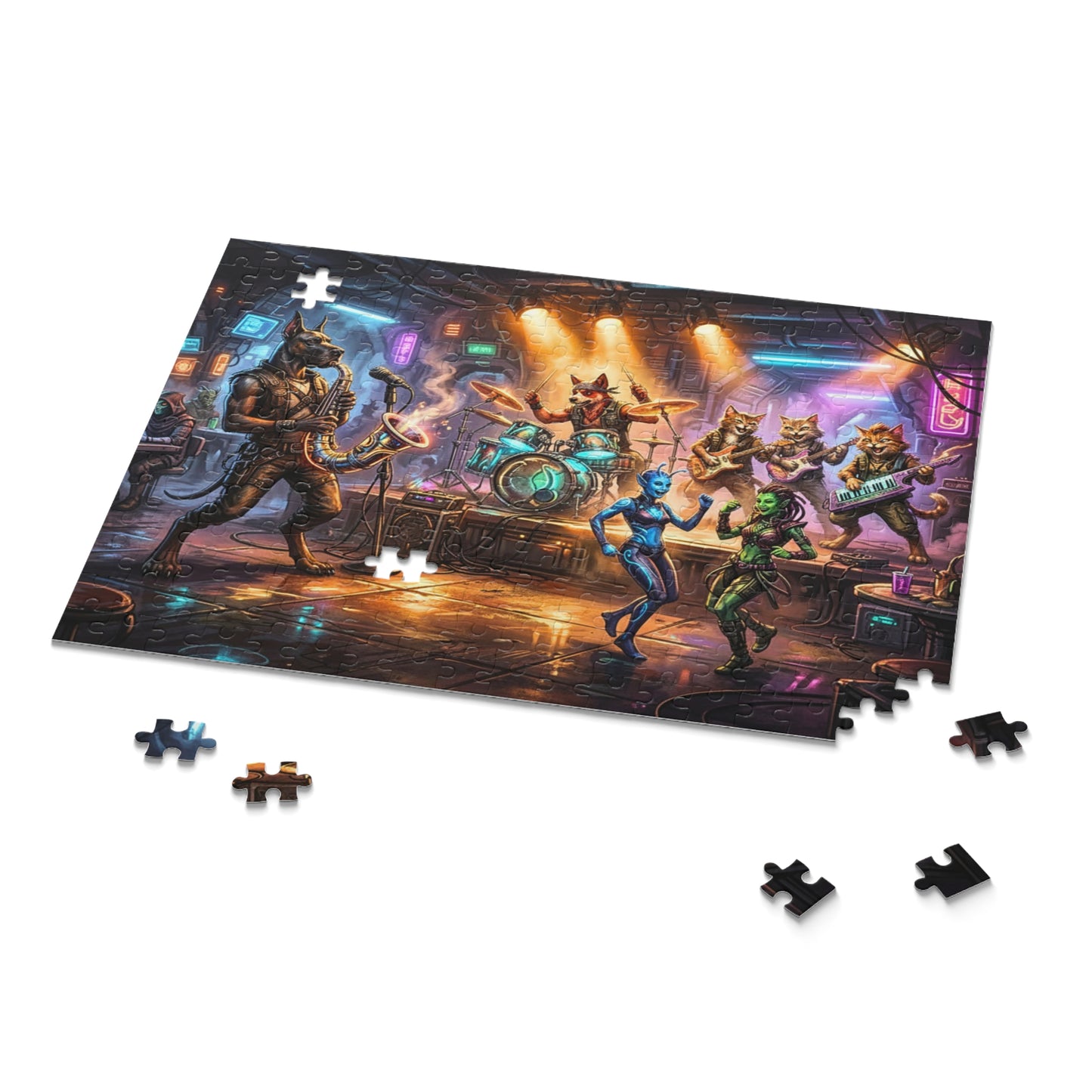 Cantina of Chaos Puzzle | Retro-Future Spaceport Tavern Jigsaw Puzzle