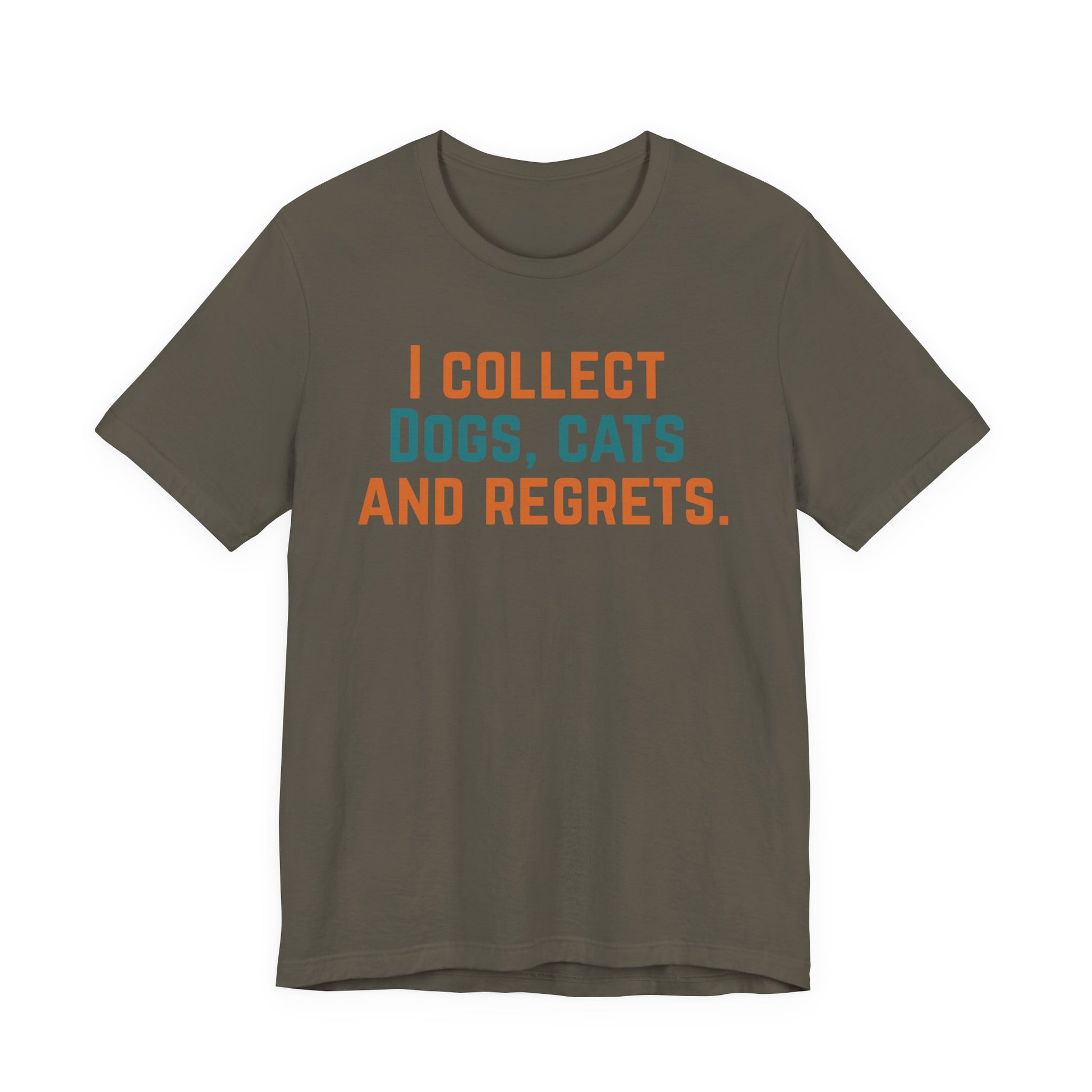 Close-up of I Collect Dogs, Cats and Regrets typography