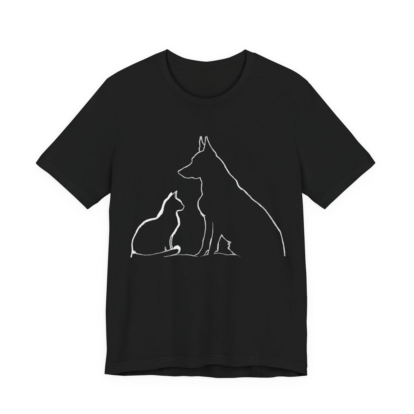Australian Cattle Dog & Cat Silhouette T-Shirt — Minimalist Pet Lover Graphic Tee
