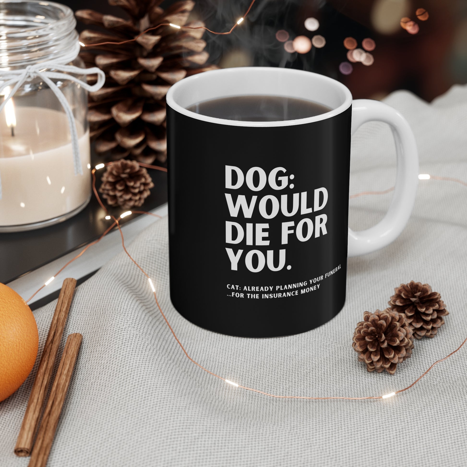 Black mug with white text on a white background. 11oz Coffee Mug
Funny Coffee Cup
Pet Humor Mug
Pet Lover Merch
Animal Themed Gifts
Cute Pet Merch
Coffee Mug Gift
Funny Pet Mug