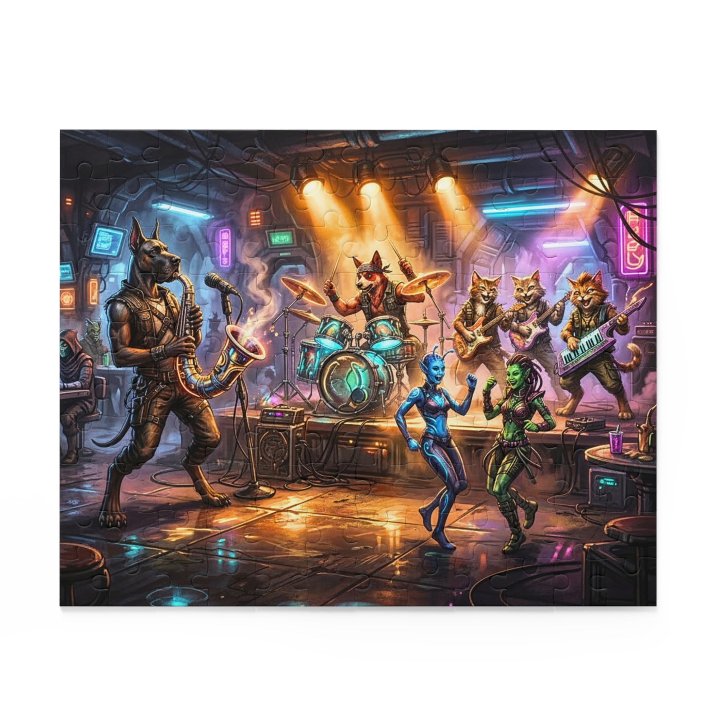 Cantina of Chaos Puzzle | Retro-Future Spaceport Tavern Jigsaw Puzzle