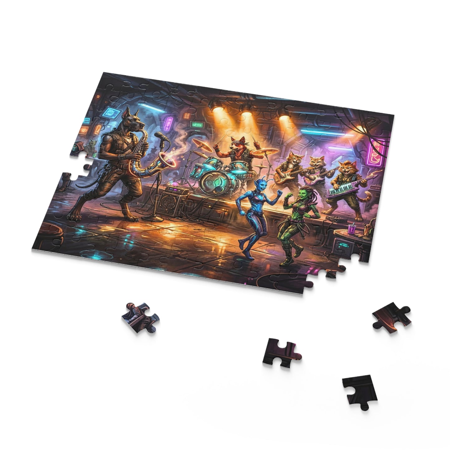 Cantina of Chaos Puzzle | Retro-Future Spaceport Tavern Jigsaw Puzzle