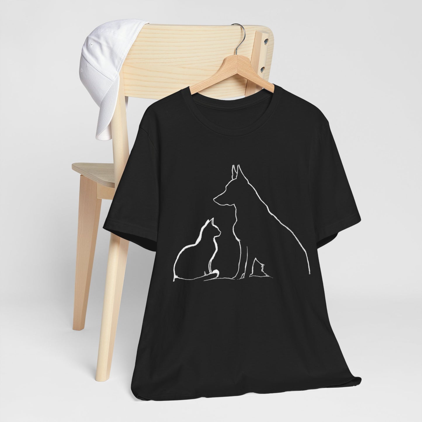 Australian Cattle Dog & Cat Silhouette T-Shirt — Minimalist Pet Lover Graphic Tee