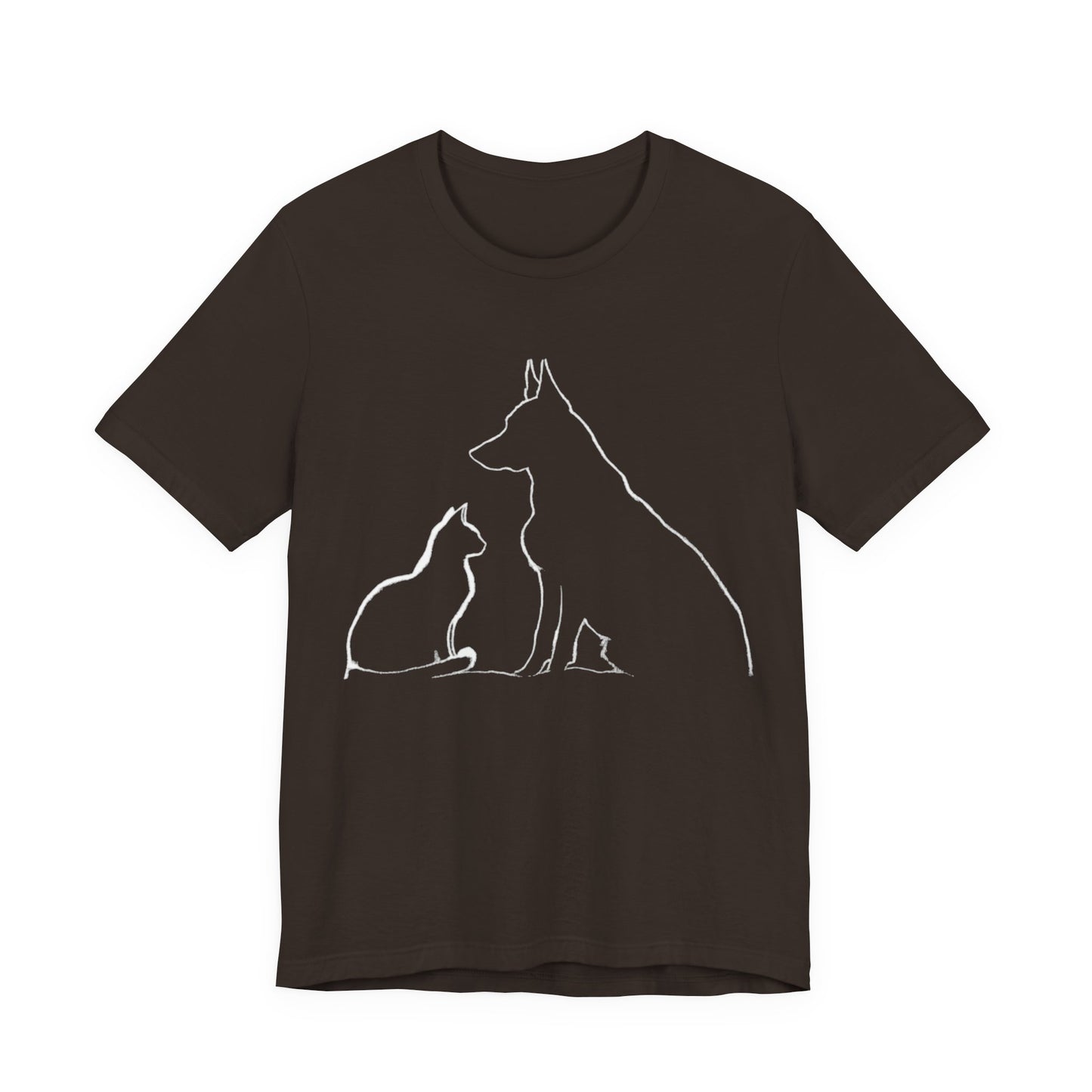 Australian Cattle Dog & Cat Silhouette T-Shirt — Minimalist Pet Lover Graphic Tee