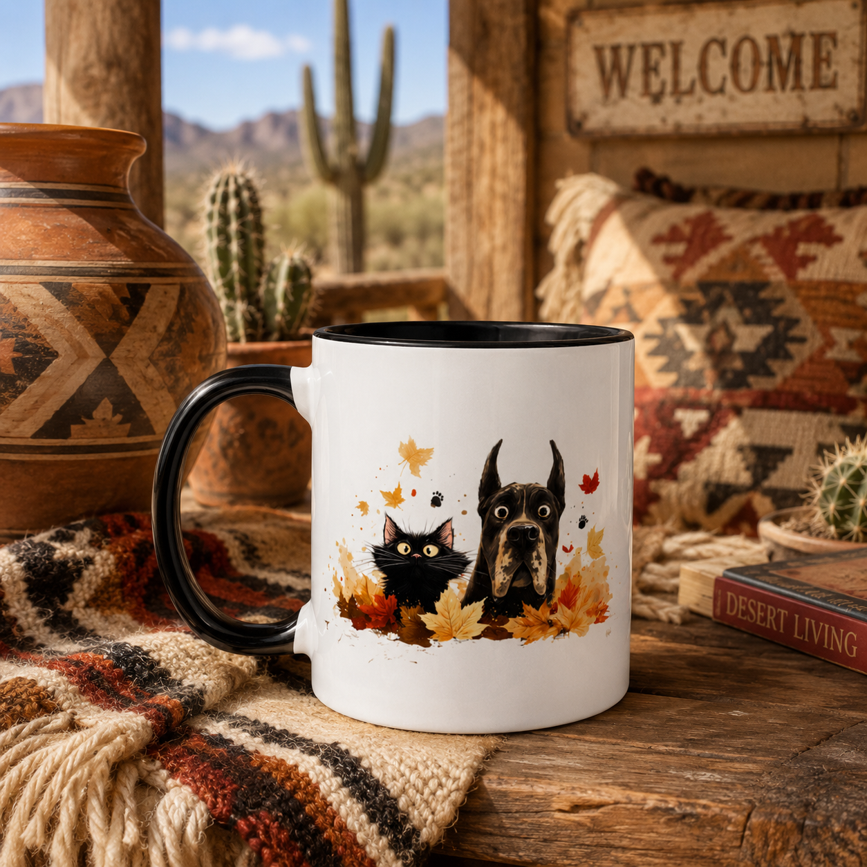 Big Dog Little Void Mug - Great Dane & Black Cat