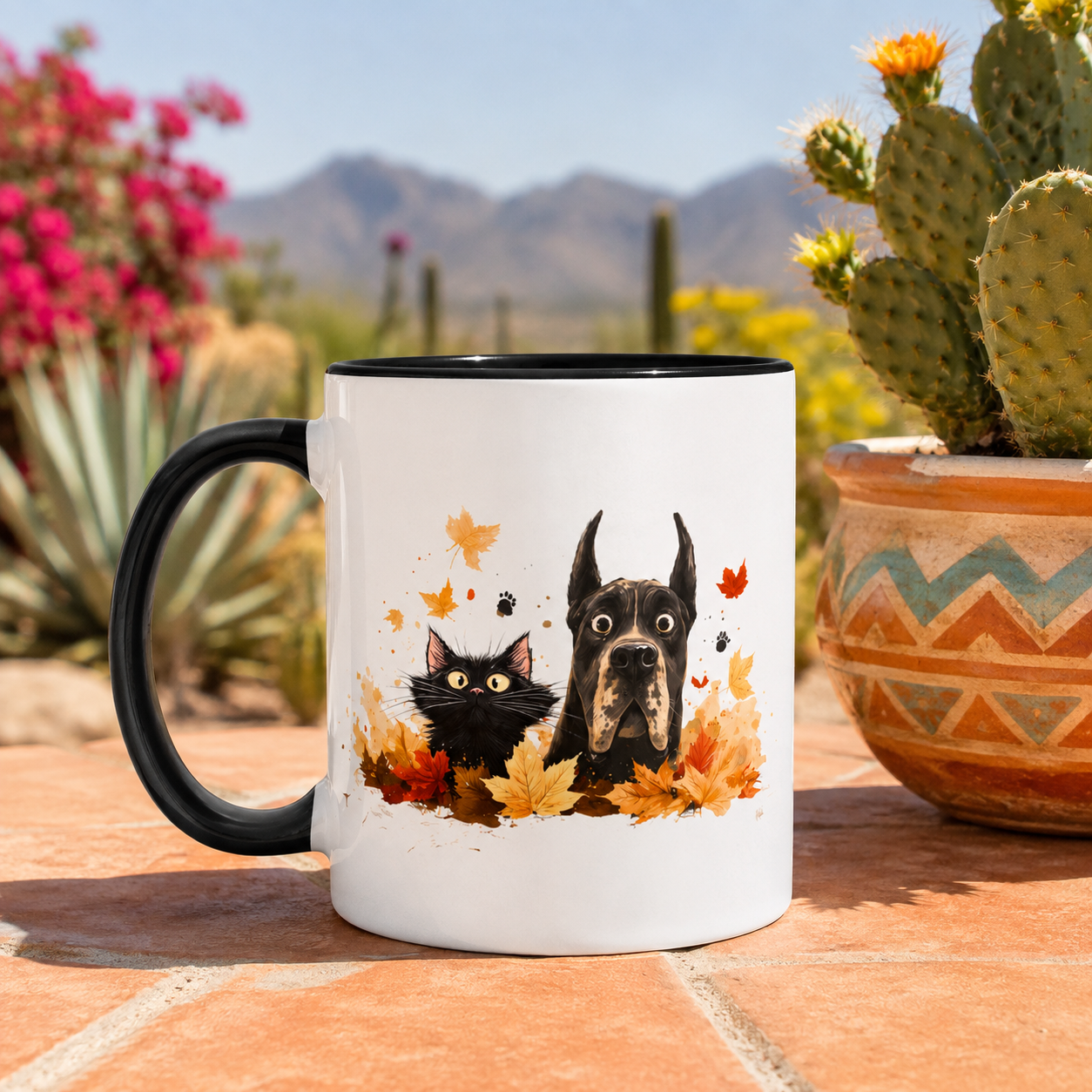 Big Dog Little Void Mug - Great Dane & Black Cat