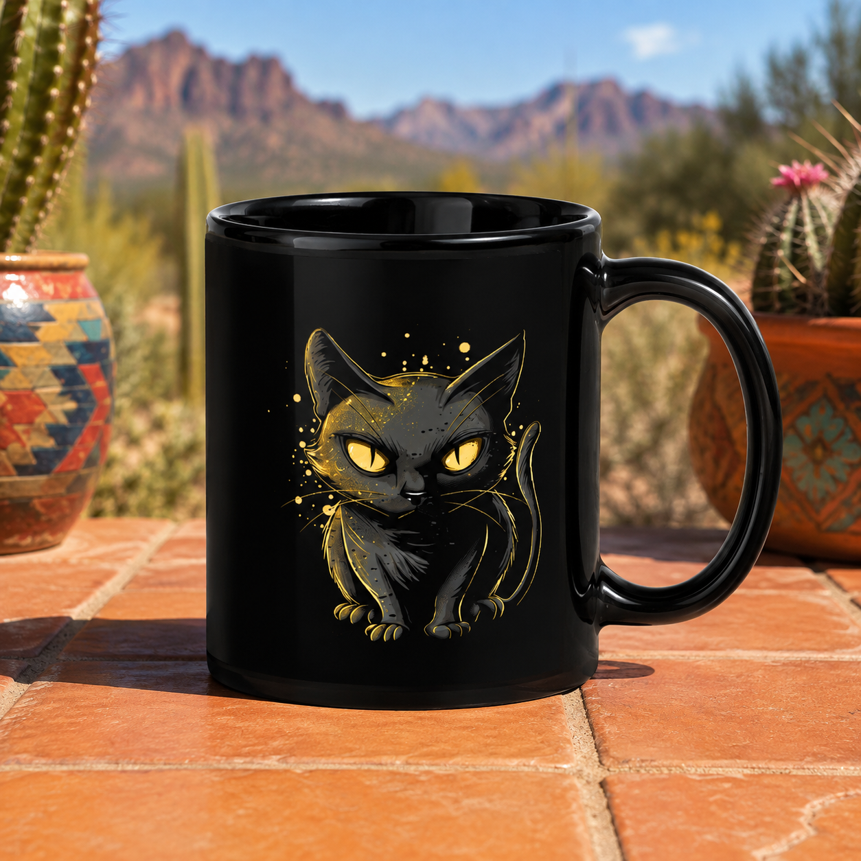 Black Cat Mug - Golden Eyes Mystery