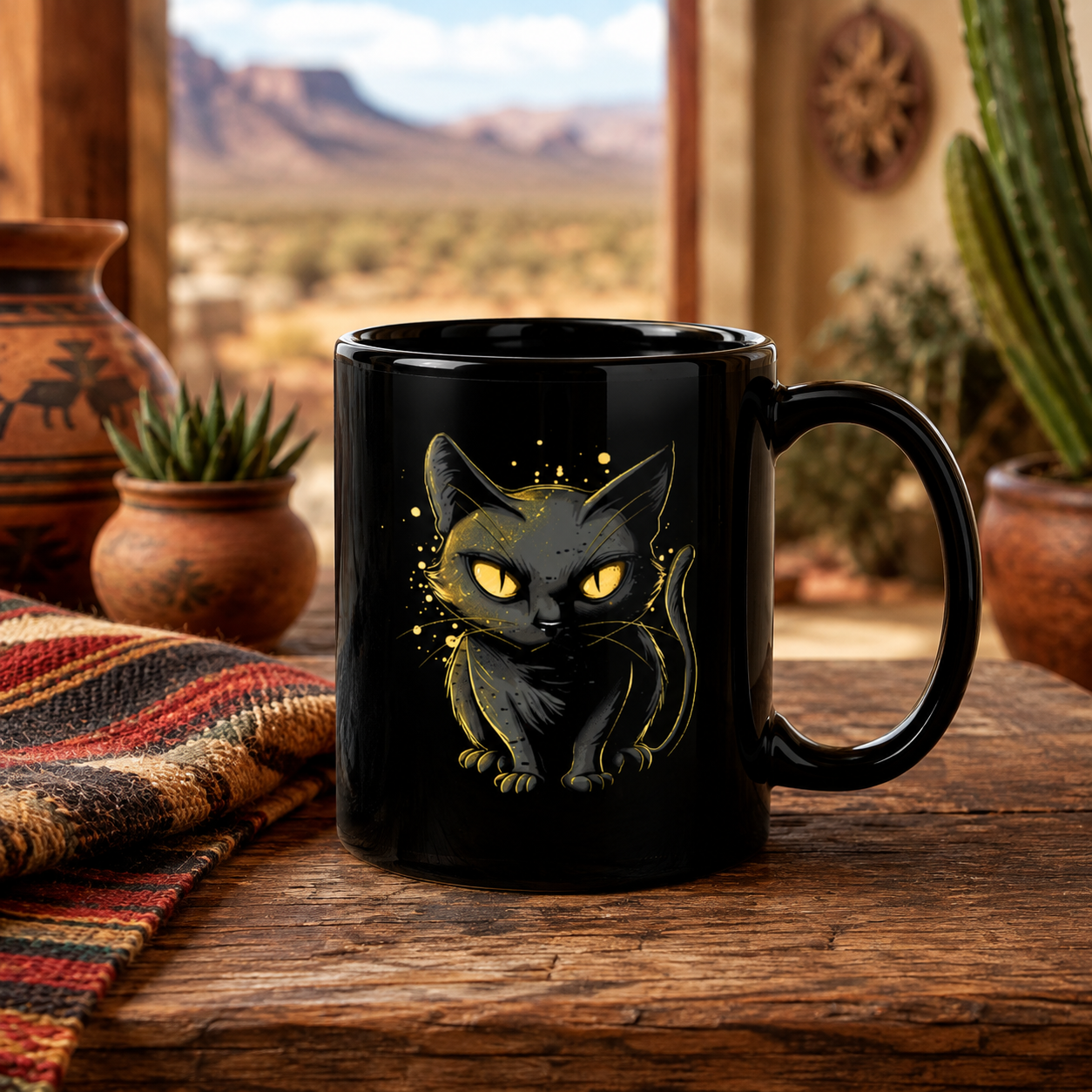 Black Cat Mug - Golden Eyes Mystery