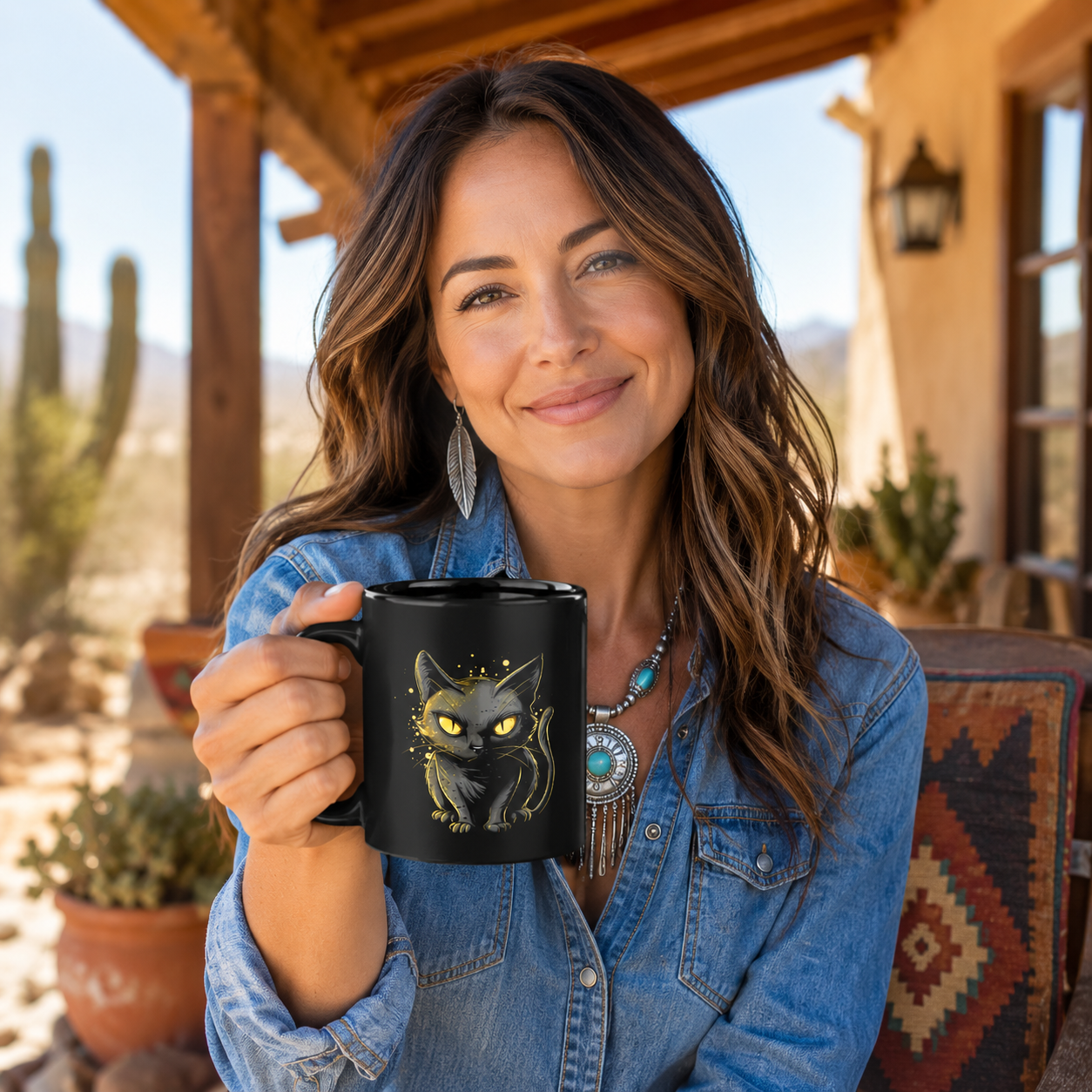 Black Cat Mug - Golden Eyes Mystery