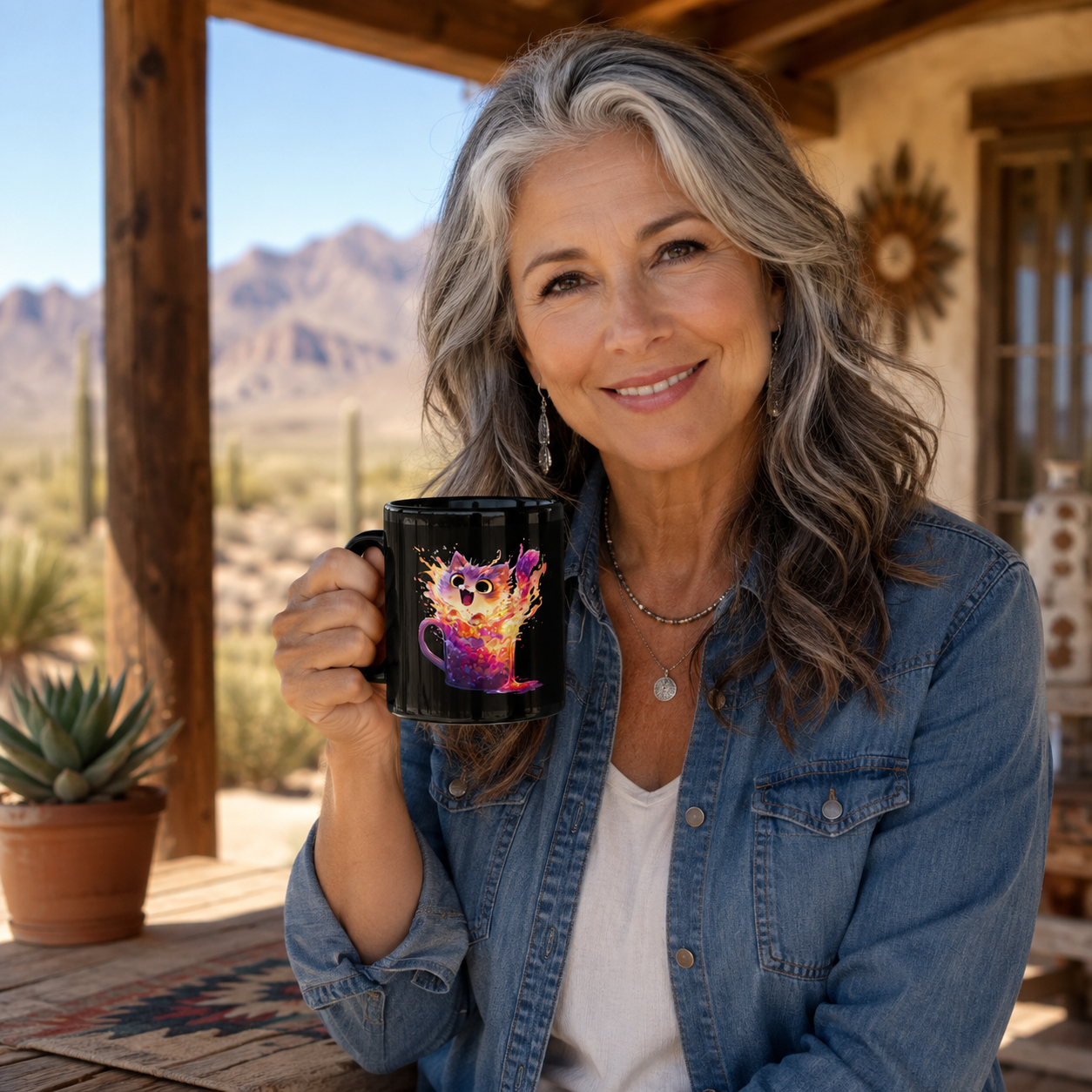 Caffeinated Cat Color Burst Mug - Whimsical and Vibrant!
