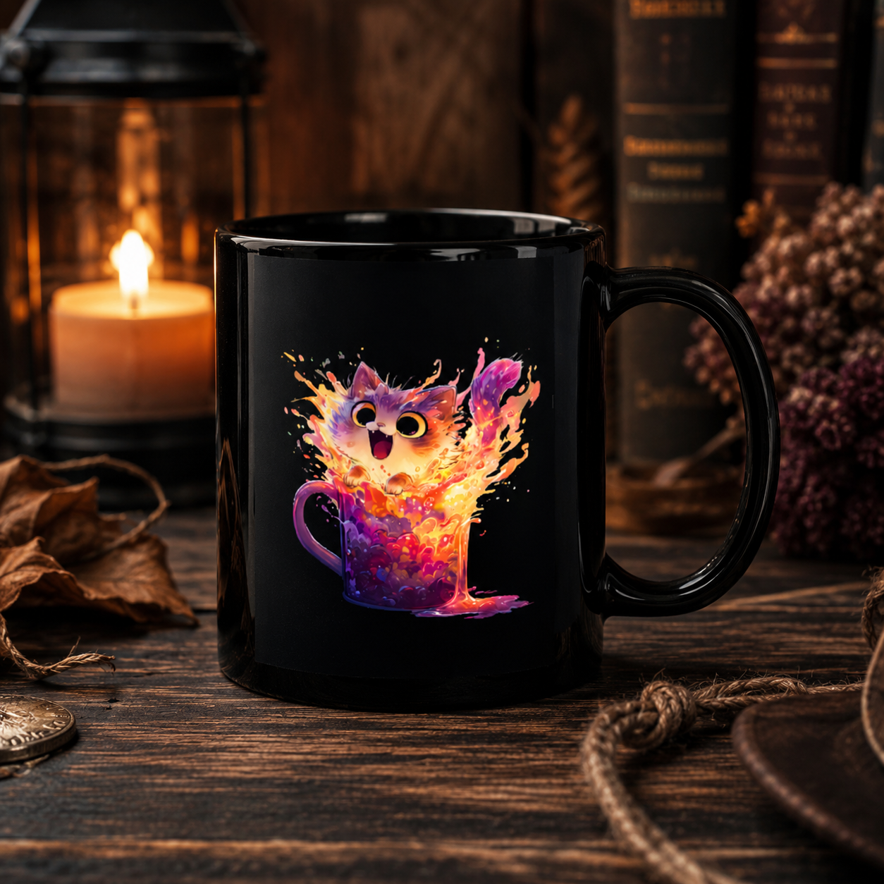 Caffeinated Cat Color Burst Mug - Whimsical and Vibrant!