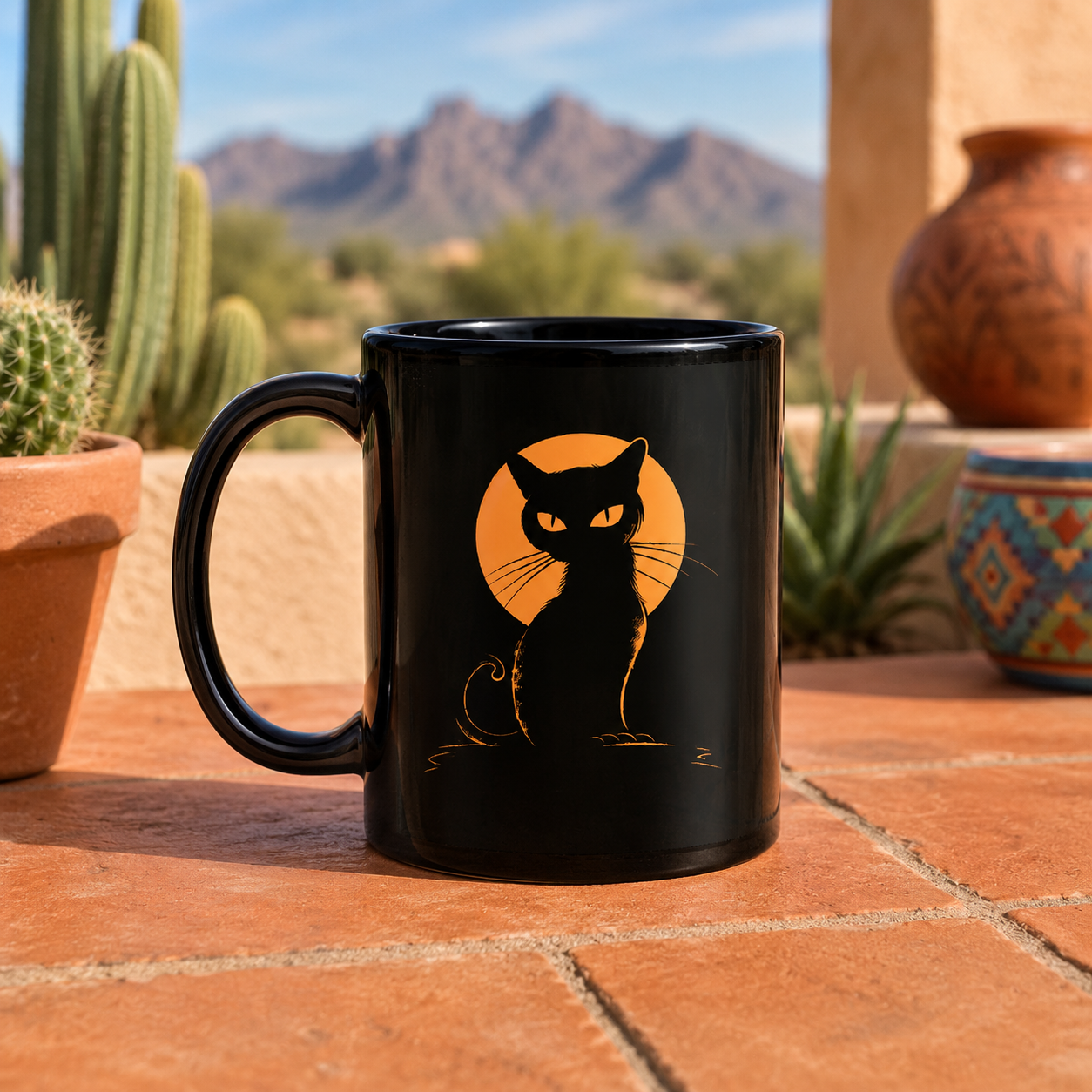 Black Cat Mug - Feral Full Moon