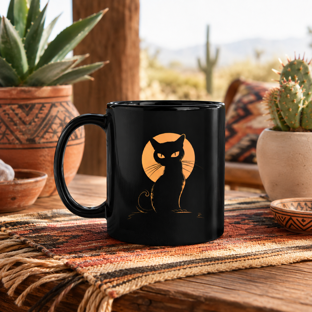 Black Cat Mug - Feral Full Moon