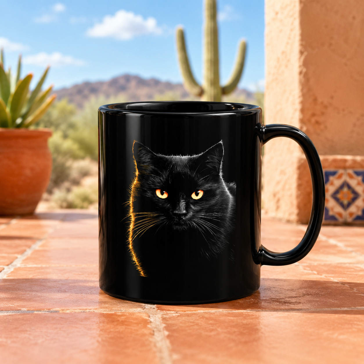 Black Cat Mug - Golden Eyes Mystery