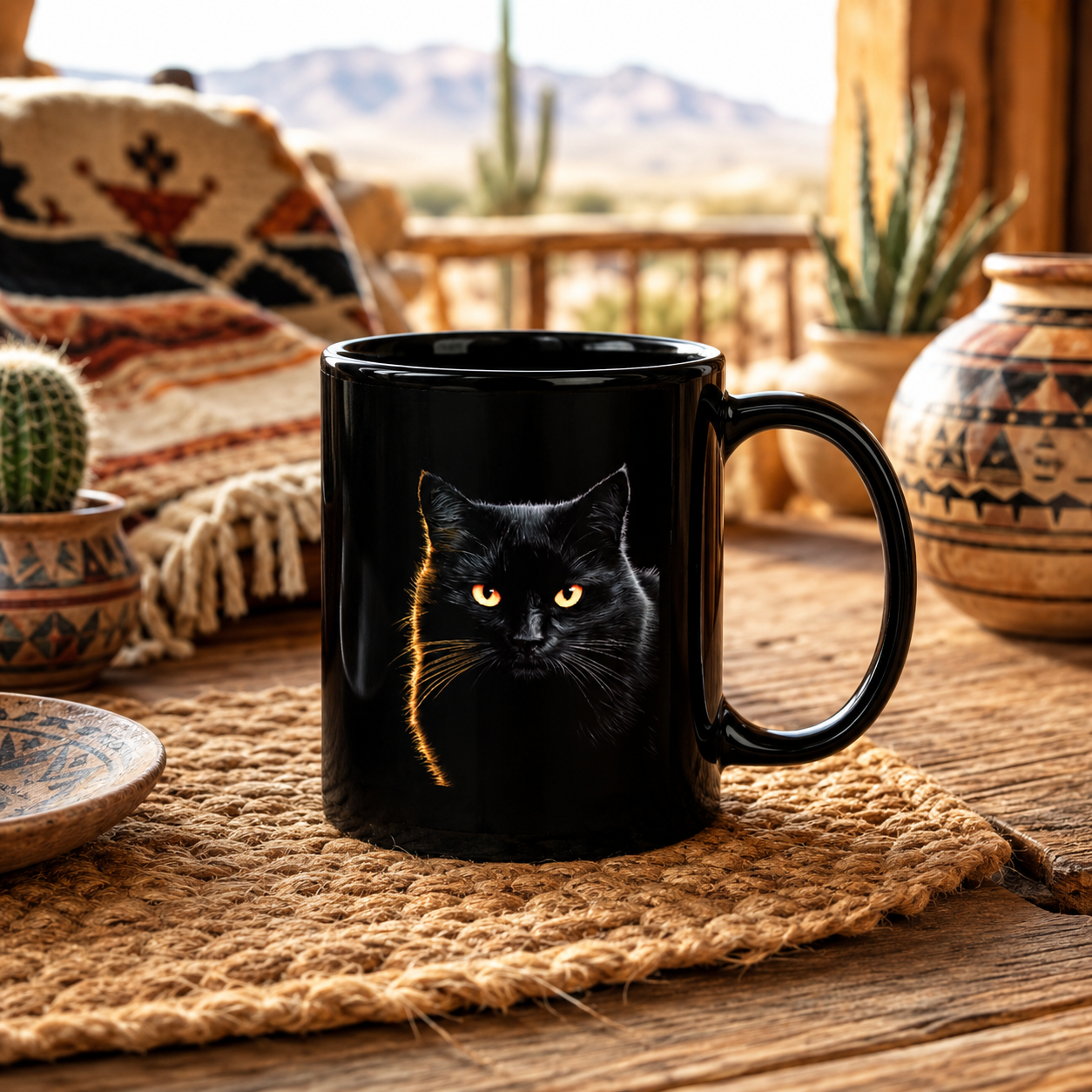 Black Cat Mug - Golden Eyes Mystery