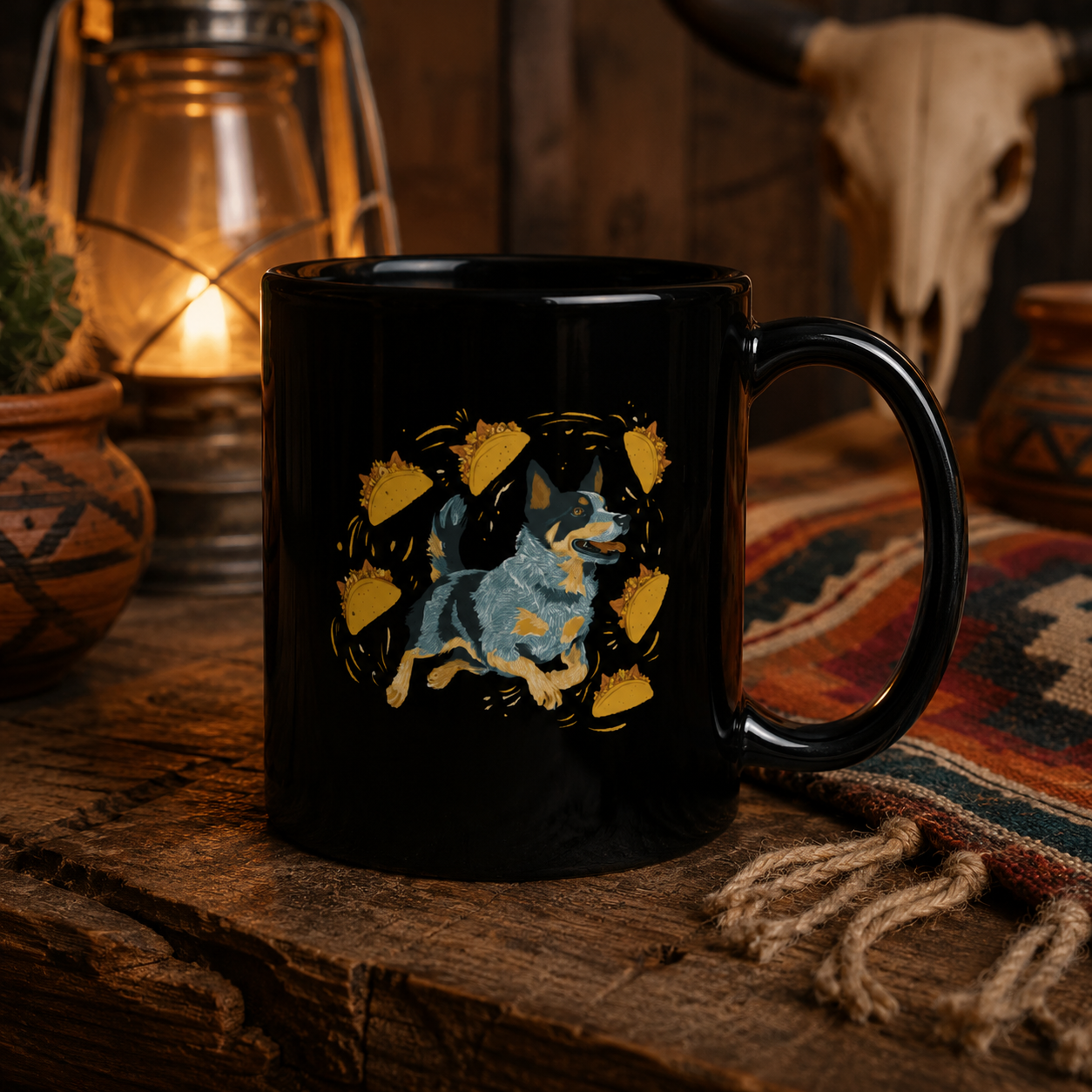 Heeler Taco Chaos Mug - Energetic Dog & Taco Fun!