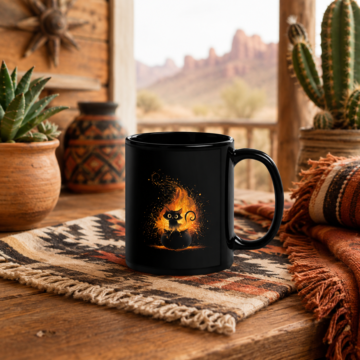 Black Cat Mug - Little Familiar Big Trouble