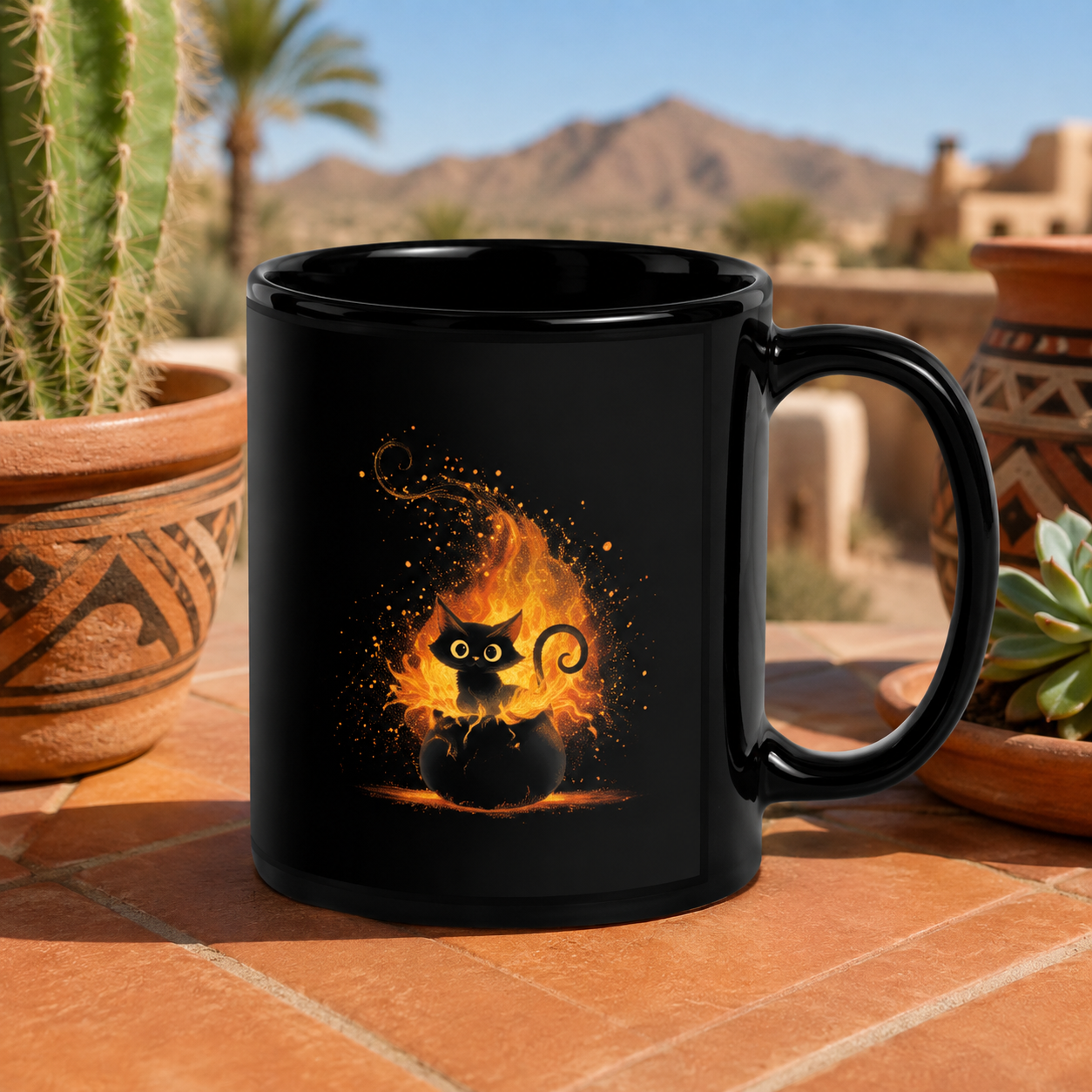 Black Cat Mug - Little Familiar Big Trouble