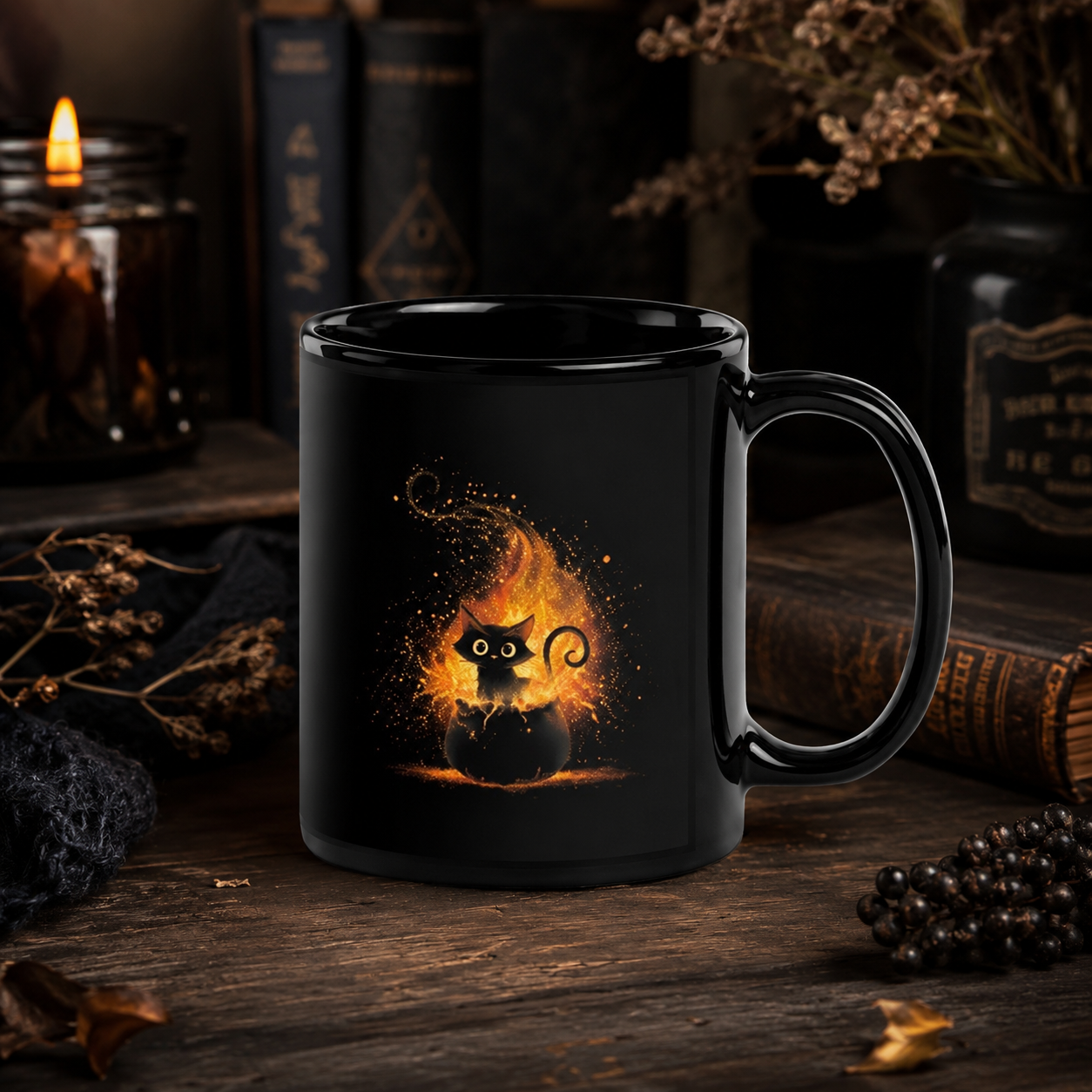 Black Cat Mug - Little Familiar Big Trouble