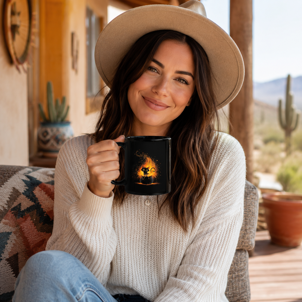 Black Cat Mug - Little Familiar Big Trouble