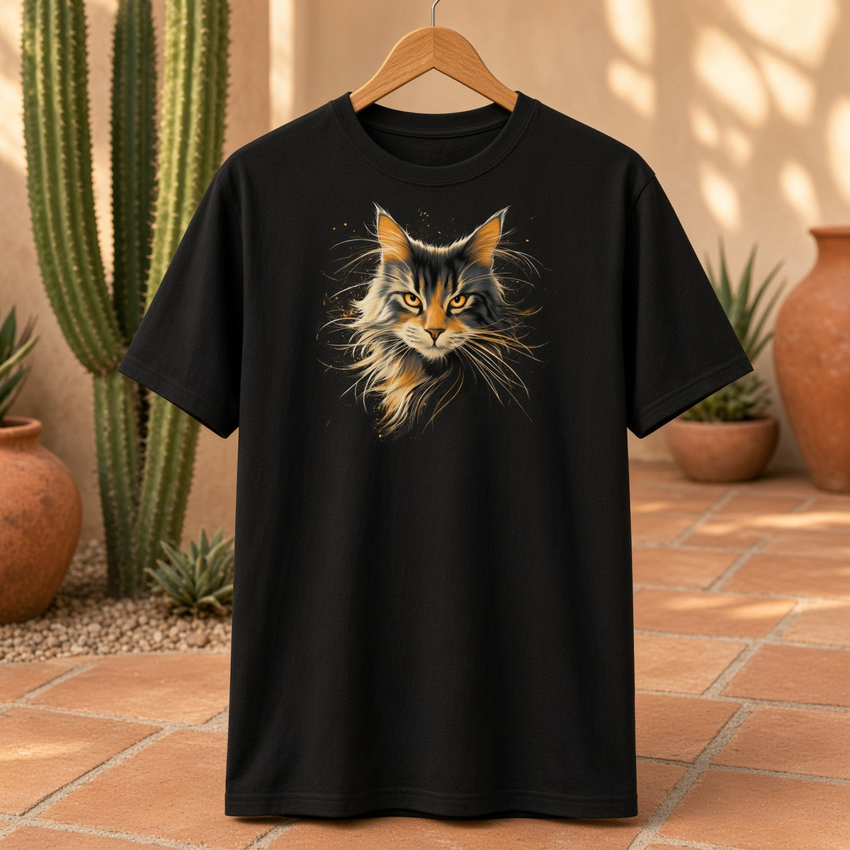 Neighborhood Feral Messenger Shirt | Long-Haired Feral Cat Portrait Tee
