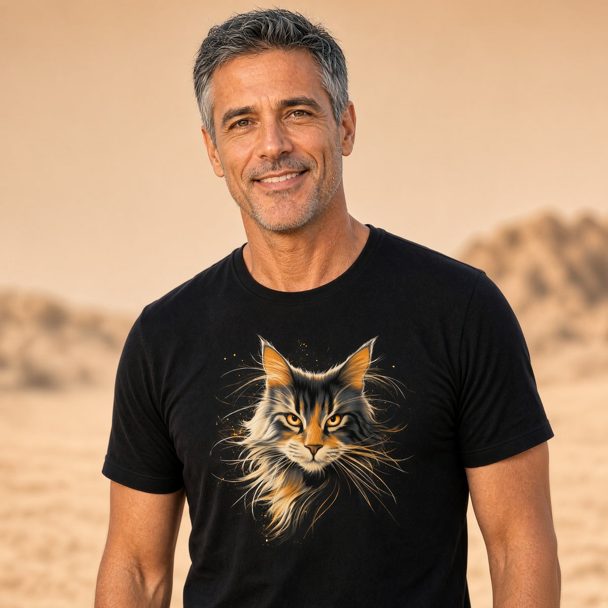Neighborhood Feral Messenger Shirt | Long-Haired Feral Cat Portrait Tee