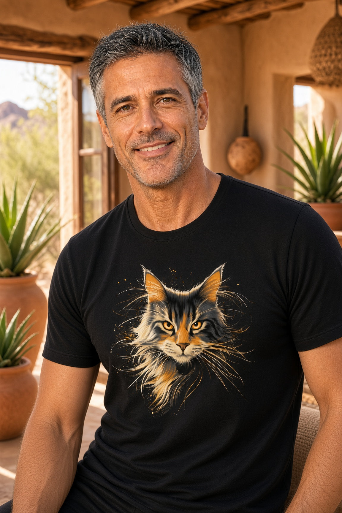 Neighborhood Feral Messenger Shirt | Long-Haired Feral Cat Portrait Tee
