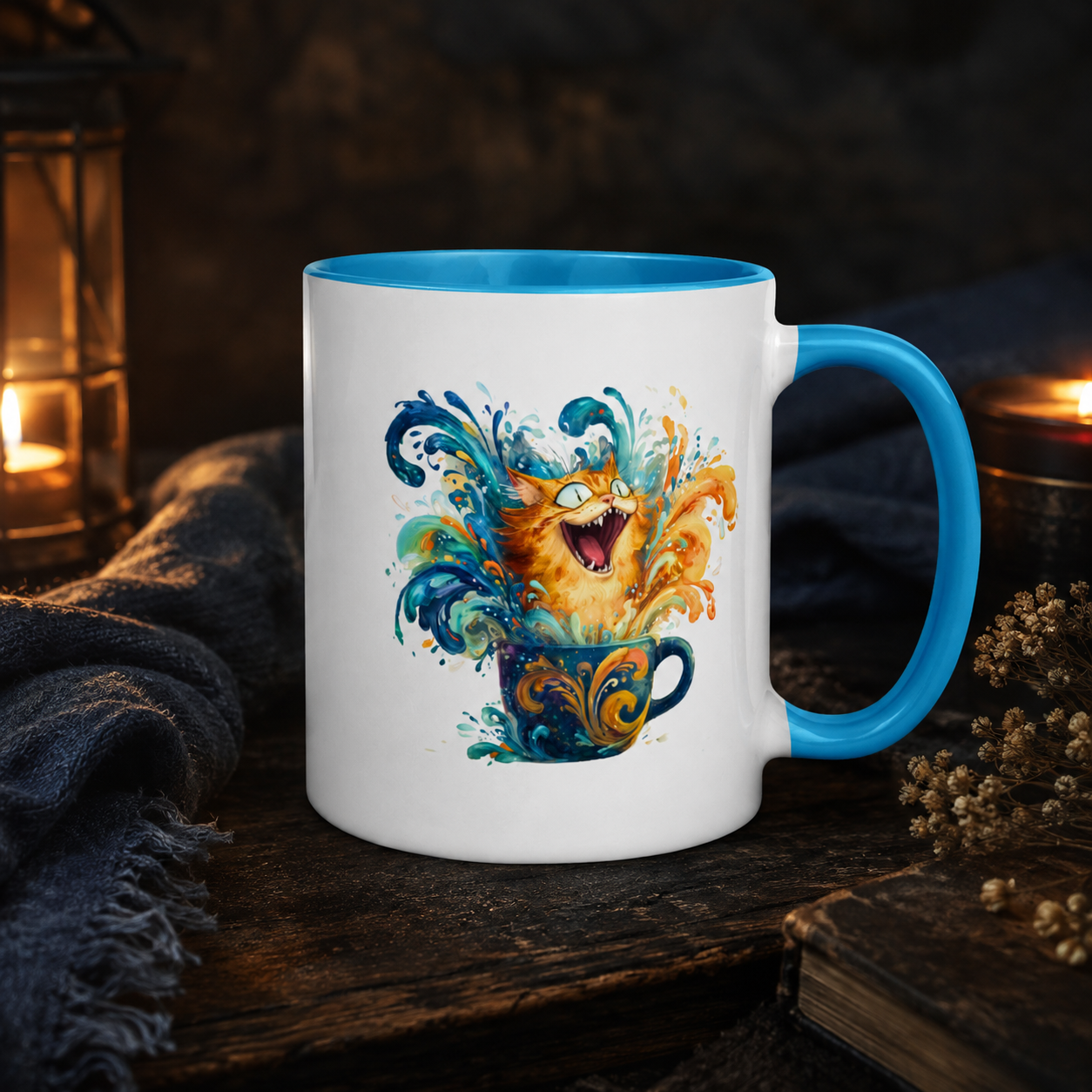 Orange Cat Splash Mug - Energetic Feline Fun