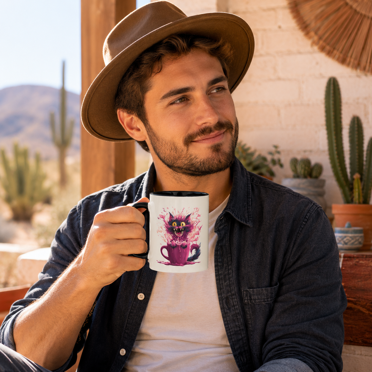 Pink Cat Mug - Pink Cup of Chaos