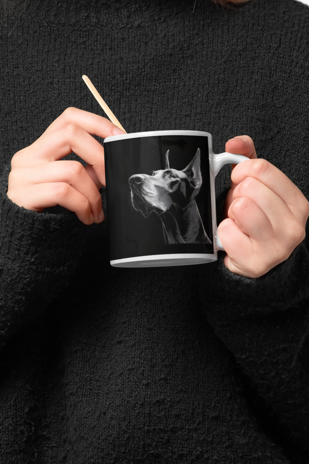 Great Dane Line Art Mug — Minimalist Dog Lover Coffee Cup, 11oz Ceramic Gift