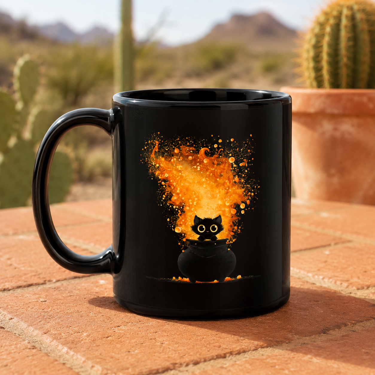 Black Cat Mug - Little Familiar Big Trouble