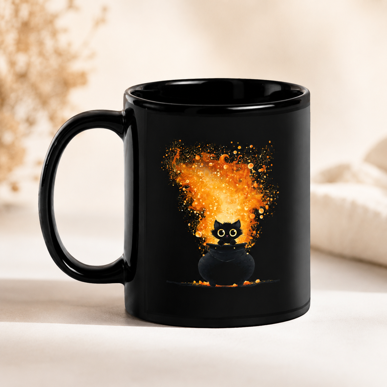 Black Cat Mug - Little Familiar Big Trouble