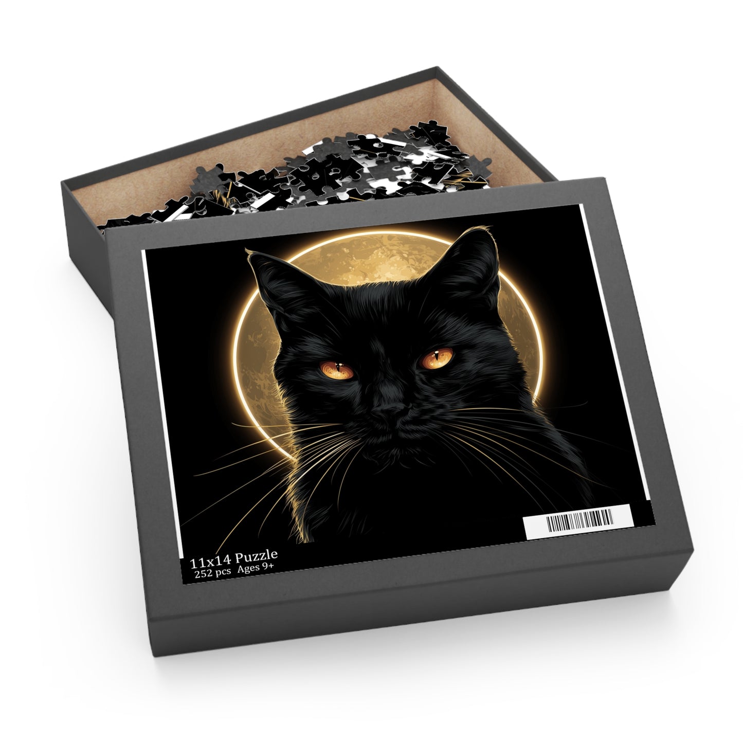 Desert Dane Designs black cat moon puzzle box with gothic cat artwork 252 piece
