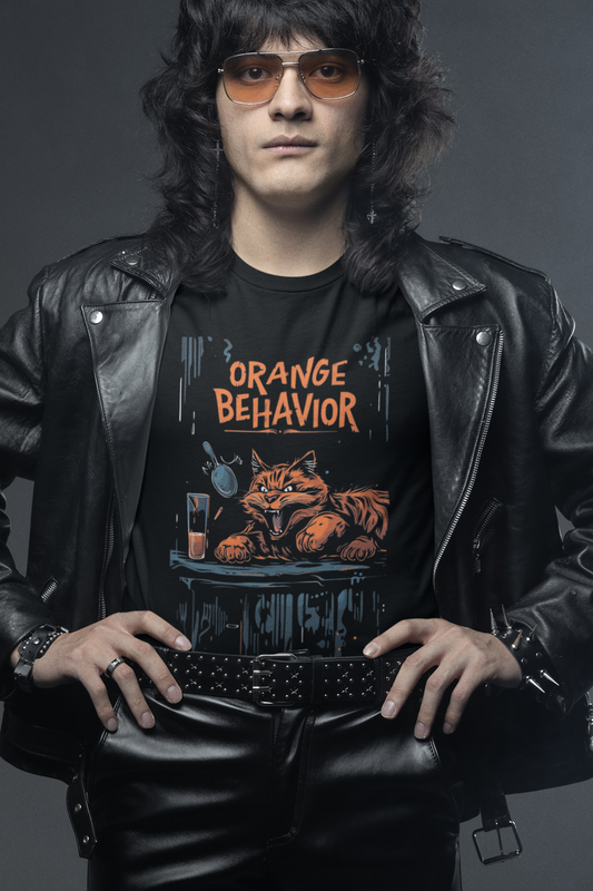 Orange Behavior Cat T‑Shirt — Funny Cat Graphic Tee
