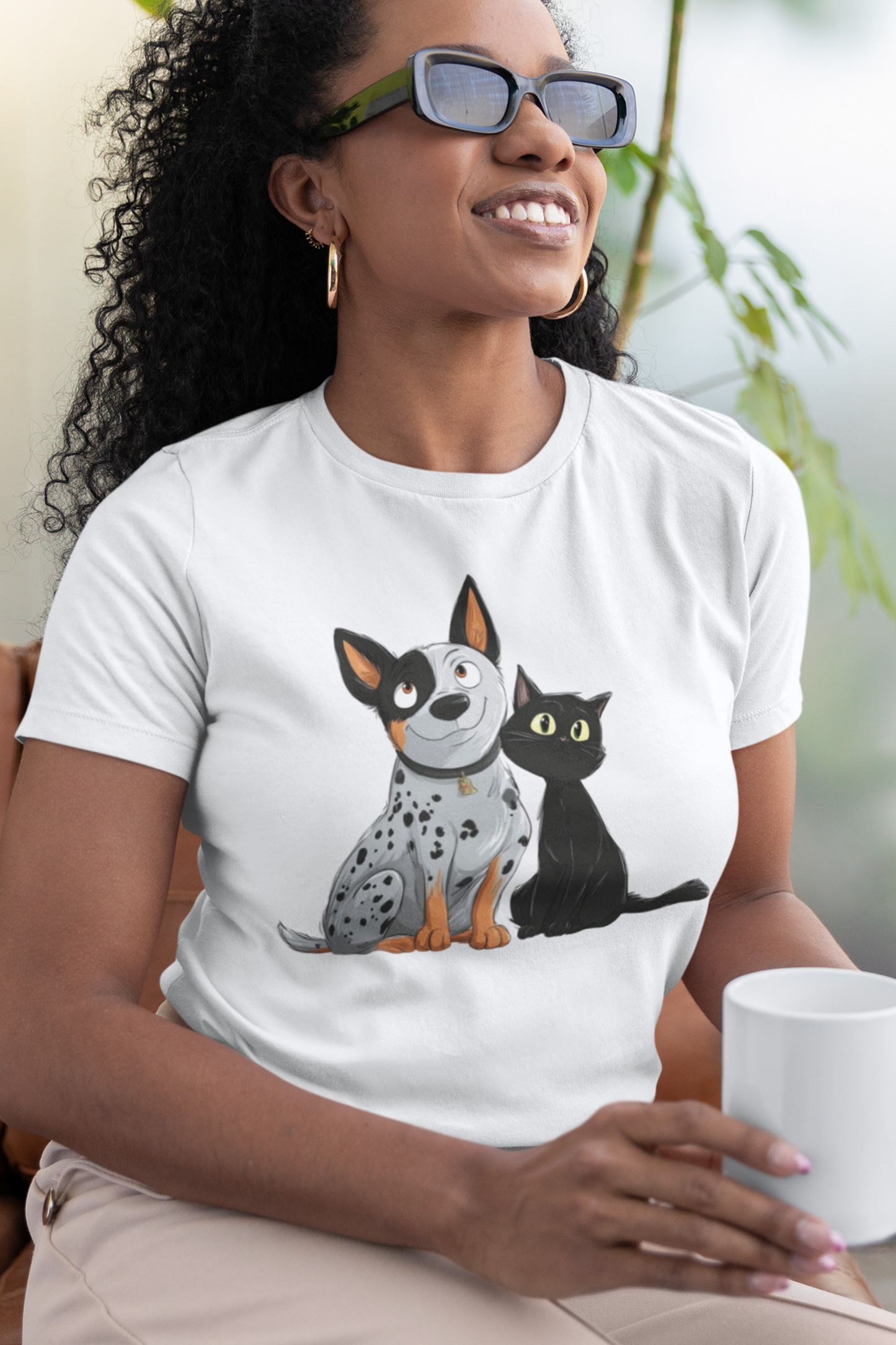 Dog and Cat Cute Illustration Playful Pet Lover Tee