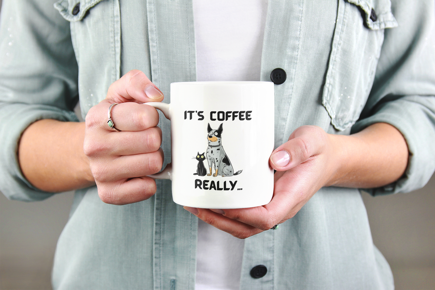 Funny Dog and Cat Mug - It’s Coffee, Really