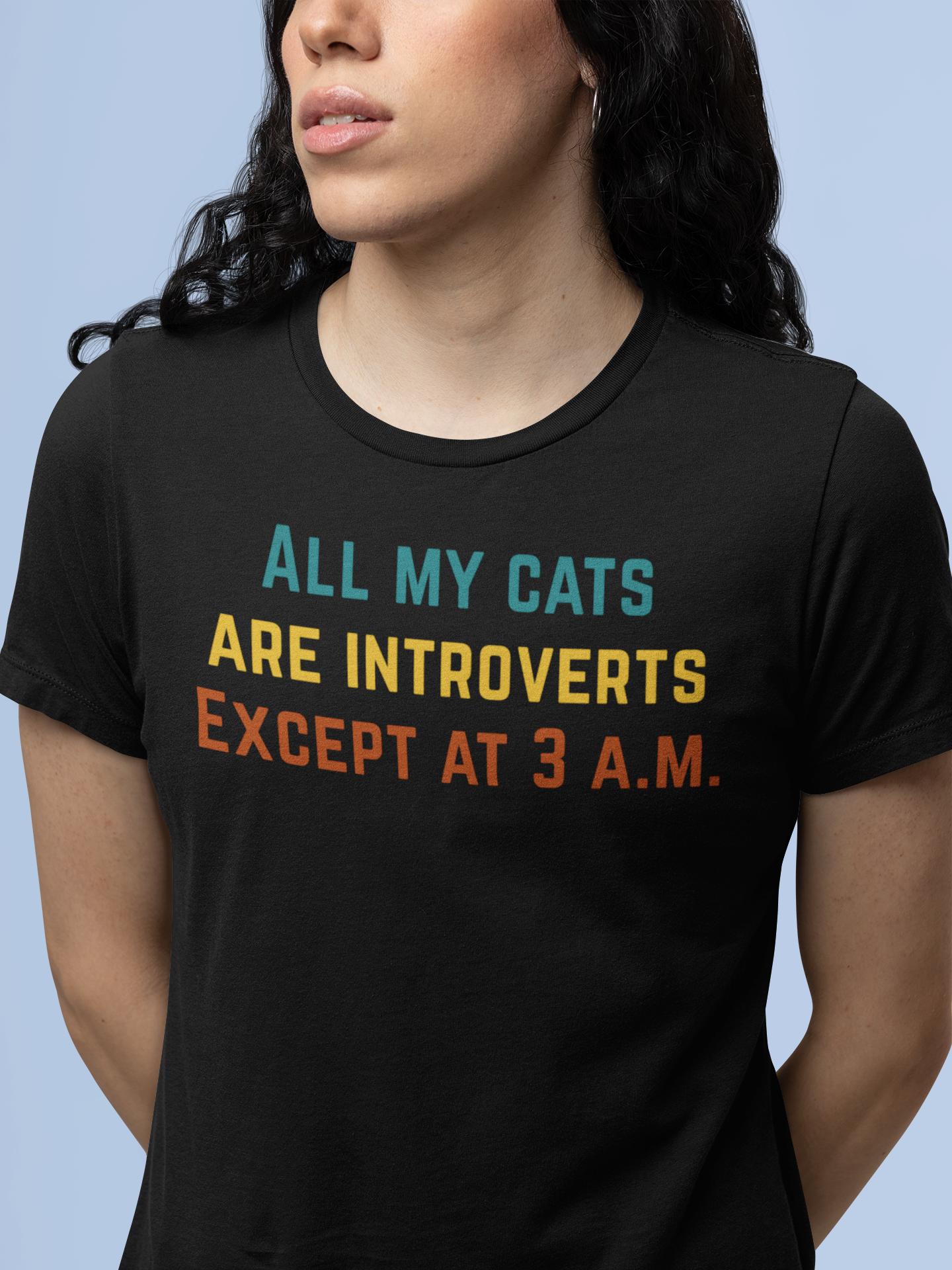 All My Cats Are Introverts Except at 3 A.M. Tee - Funny Cat Lover T-Shirt