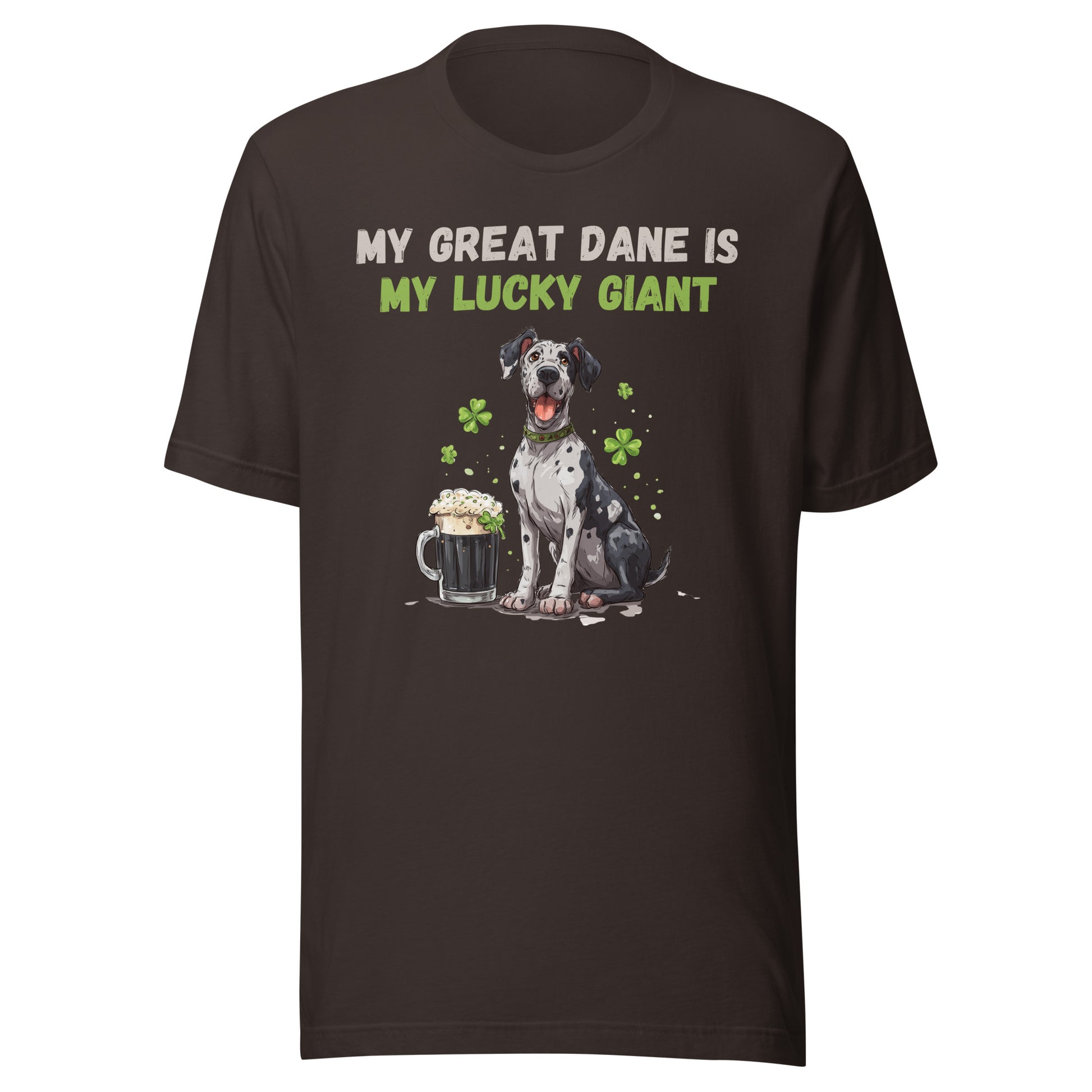 Funny Great Dane beer shamrock t-shirt, brown shirt 